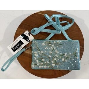Bamboo Trading Company Beaded Crossbody Bag Removable Wristlet Purse NWT